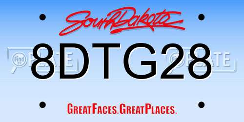 8DTG28 South Dakota License Plate