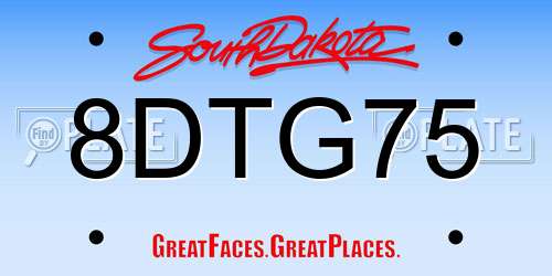 8DTG75 South Dakota License Plate
