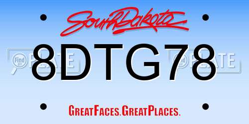 8DTG78 South Dakota License Plate