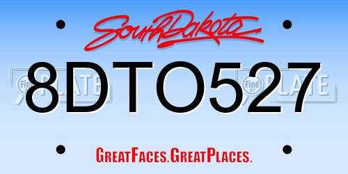 8DTO527 South Dakota License Plate