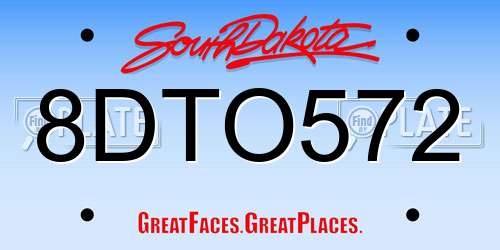 8DTO572 South Dakota License Plate