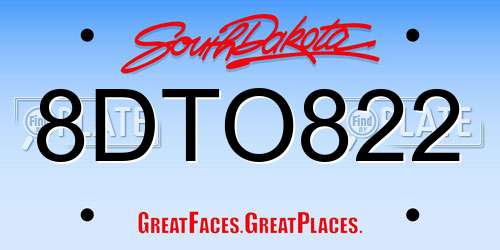 8DTO822 South Dakota License Plate