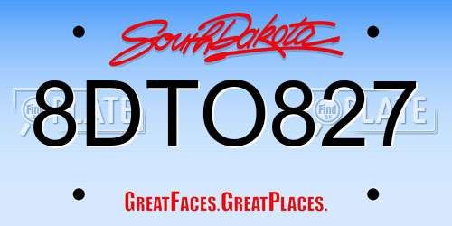 8DTO827 South Dakota License Plate