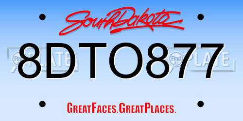 8DTO877 South Dakota License Plate