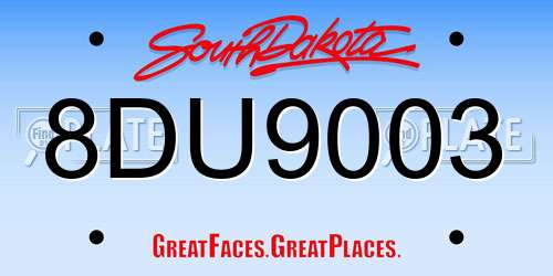 8DU9003 South Dakota License Plate