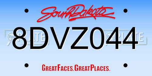 8DVZ044 South Dakota License Plate