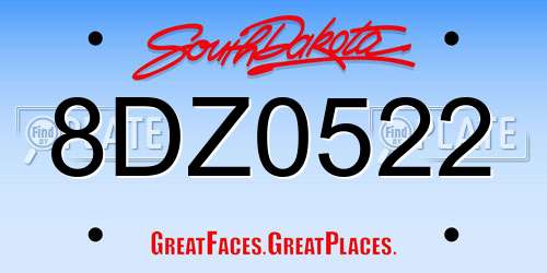 8DZ0522 South Dakota License Plate