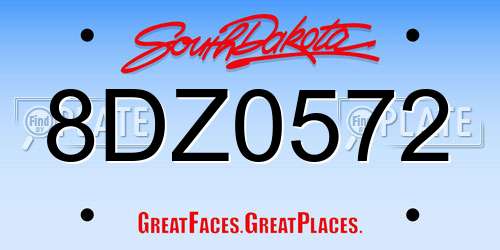8DZ0572 South Dakota License Plate