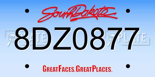 8DZ0877 South Dakota License Plate