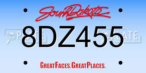 8DZ455 South Dakota License Plate