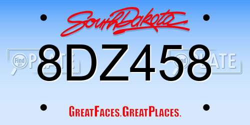 8DZ458 South Dakota License Plate