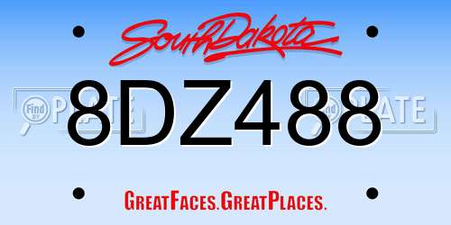 8DZ488 South Dakota License Plate