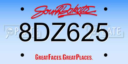8DZ625 South Dakota License Plate