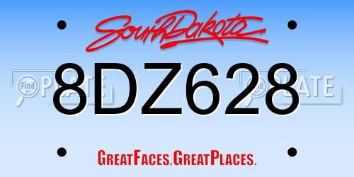 8DZ628 South Dakota License Plate