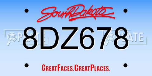 8DZ678 South Dakota License Plate