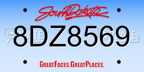 8DZ8569 South Dakota License Plate