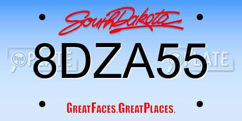 8DZA55 South Dakota License Plate