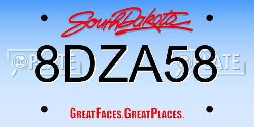 8DZA58 South Dakota License Plate