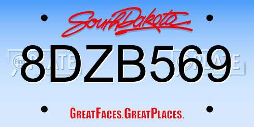 8DZB569 South Dakota License Plate