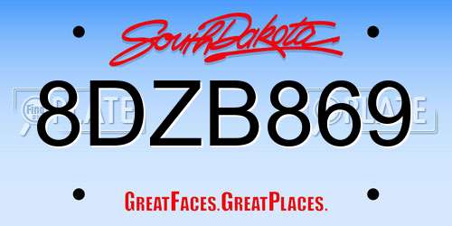 8DZB869 South Dakota License Plate