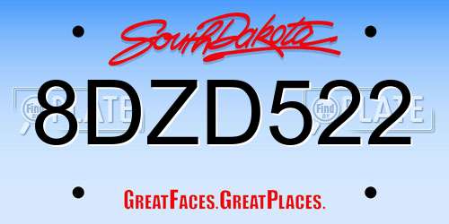 8DZD522 South Dakota License Plate