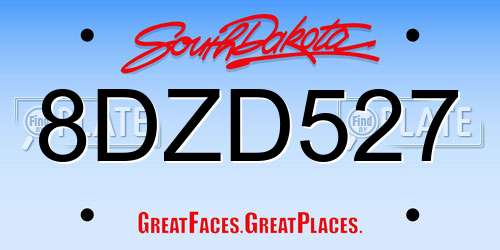 8DZD527 South Dakota License Plate