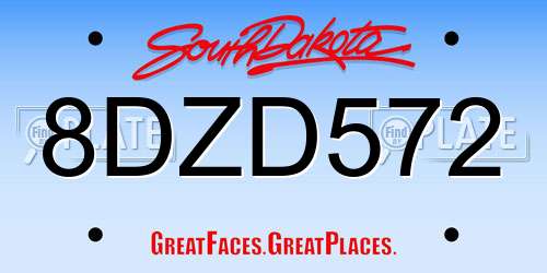 8DZD572 South Dakota License Plate