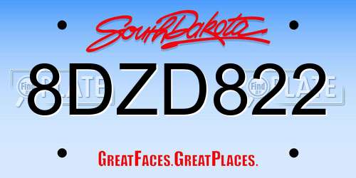 8DZD822 South Dakota License Plate