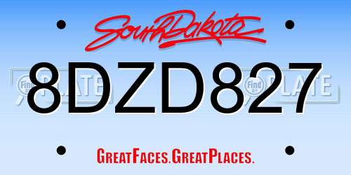 8DZD827 South Dakota License Plate