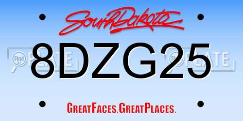 8DZG25 South Dakota License Plate