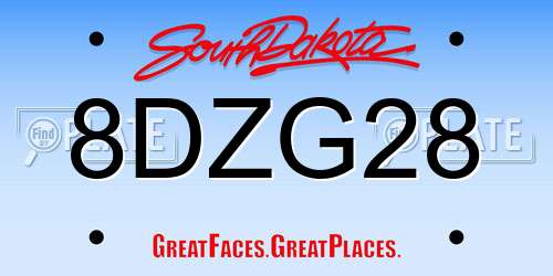 8DZG28 South Dakota License Plate