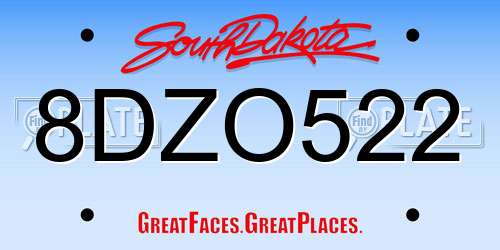 8DZO522 South Dakota License Plate