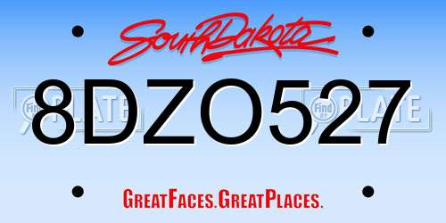 8DZO527 South Dakota License Plate