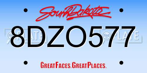 8DZO577 South Dakota License Plate