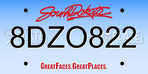 8DZO822 South Dakota License Plate
