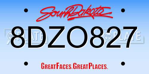 8DZO827 South Dakota License Plate