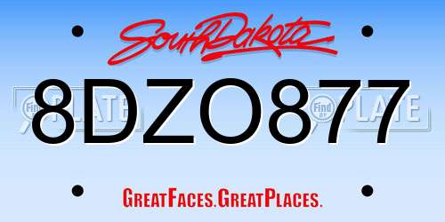 8DZO877 South Dakota License Plate