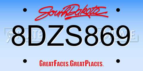 8DZS869 South Dakota License Plate