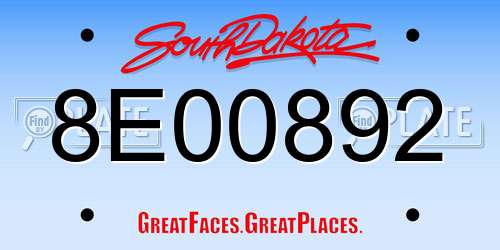 8E00892 South Dakota License Plate