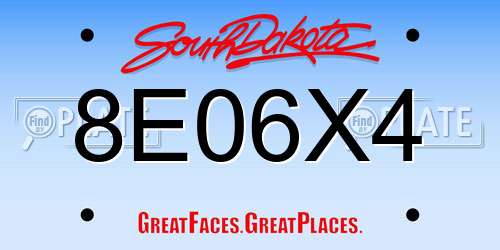8E06X4 South Dakota License Plate