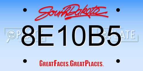 8E10B5 South Dakota License Plate