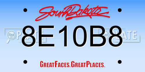 8E10B8 South Dakota License Plate