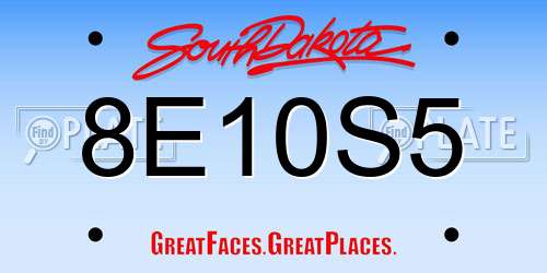 8E10S5 South Dakota License Plate