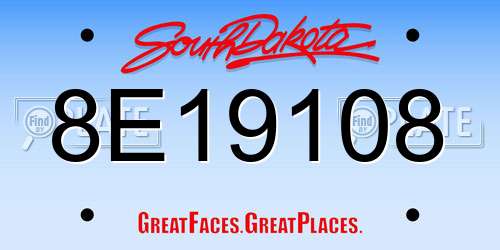8E19108 South Dakota License Plate