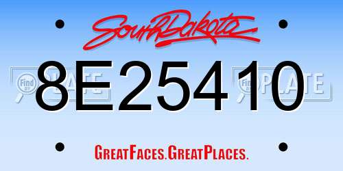 8E25410 South Dakota License Plate