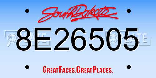 8E26505 South Dakota License Plate