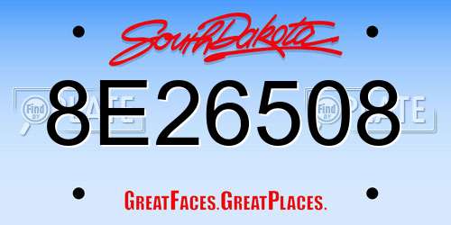 8E26508 South Dakota License Plate