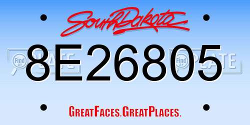 8E26805 South Dakota License Plate