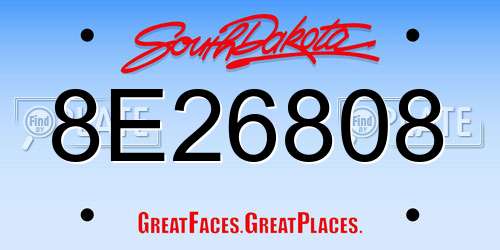 8E26808 South Dakota License Plate