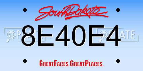 8E40E4 South Dakota License Plate